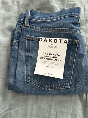 Madewell Medium Blue Dakota Longline Straight Jeans